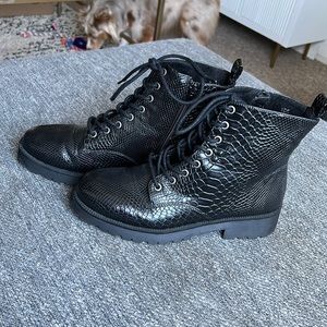 Croc Embossed Combat Boots